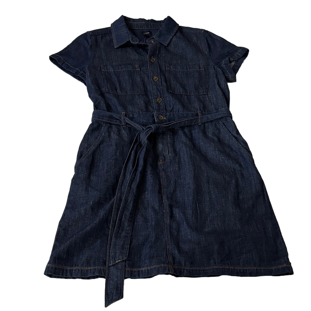 J.Crew Denim Mini Dress Blue Short Sleeve Sz 8 | Casual Chic Summer Style - Picture 2 of 10